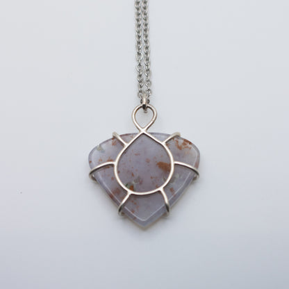 Lavender Moss Agate Wire-Set Necklace | Handcrafted Sterling Silver Pendant