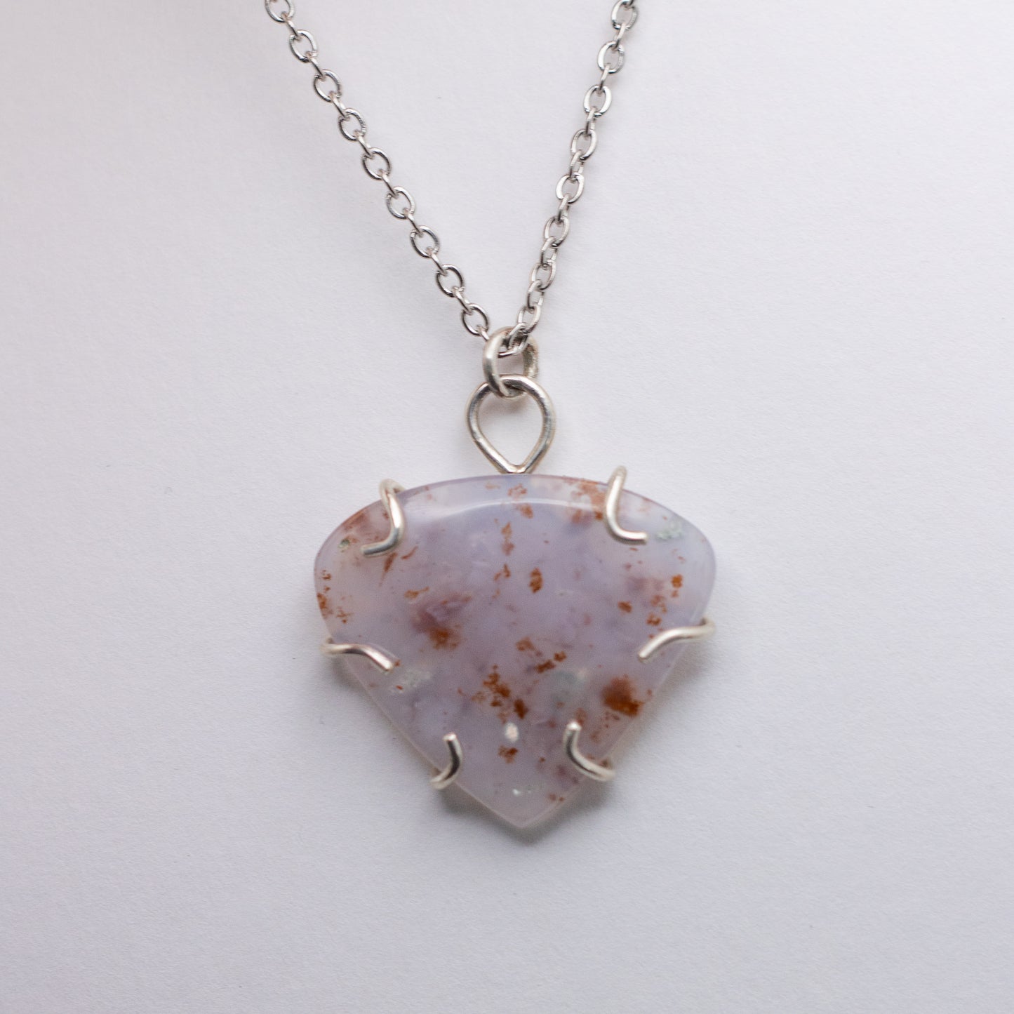 Lavender Moss Agate Wire-Set Necklace | Handcrafted Sterling Silver Pendant