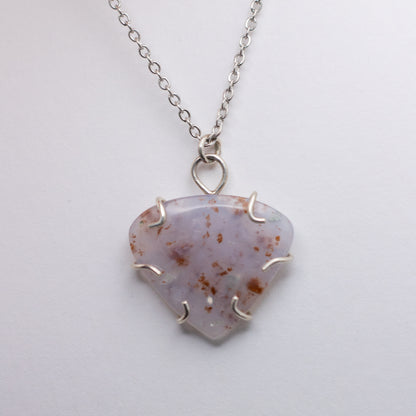 Lavender Moss Agate Wire-Set Necklace | Handcrafted Sterling Silver Pendant