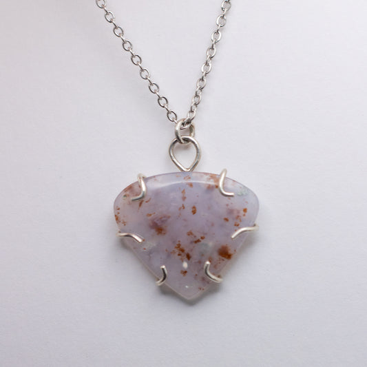 Lavender Moss Agate Wire-Set Necklace | Handcrafted Sterling Silver Pendant