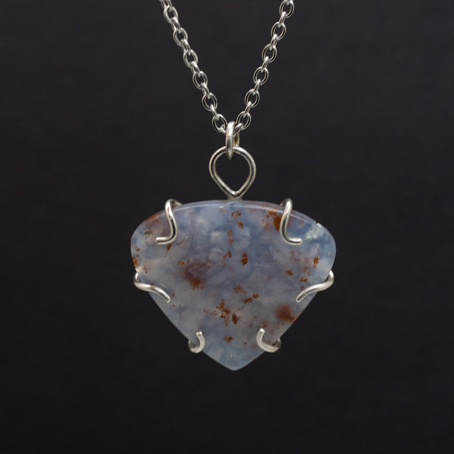 Lavender Moss Agate Wire-Set Necklace | Handcrafted Sterling Silver Pendant