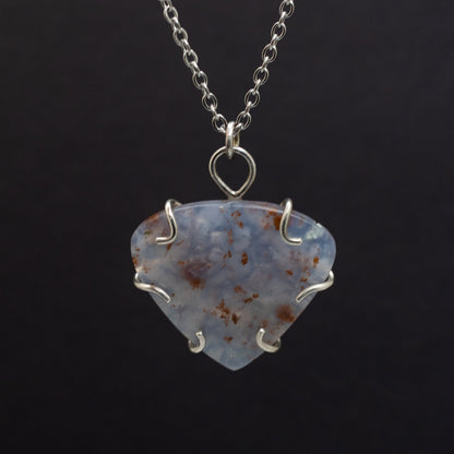 Lavender Moss Agate Wire-Set Necklace | Handcrafted Sterling Silver Pendant