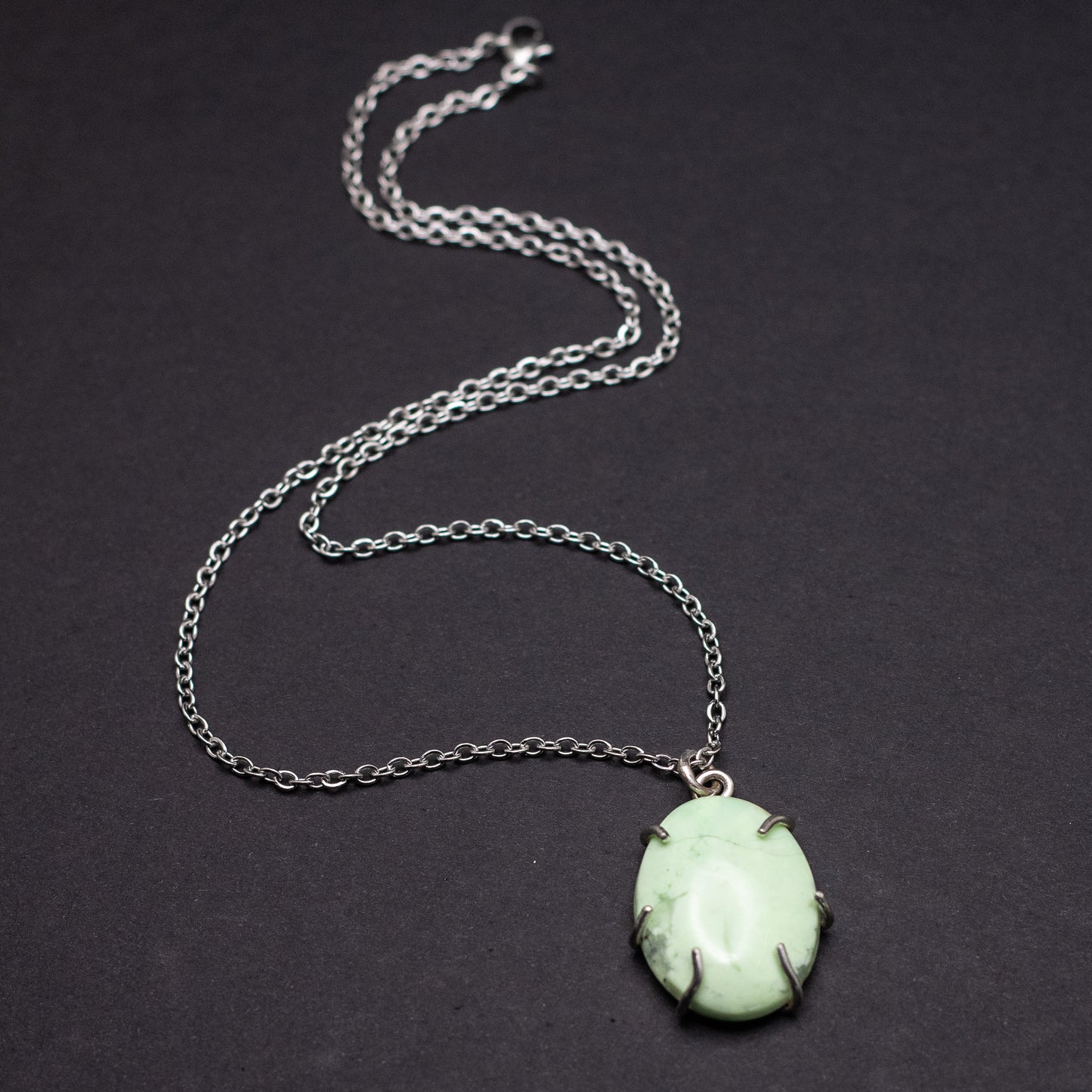 Lemon Chrysocolla Wire-Set Necklace | Handcrafted Sterling Silver Pendant