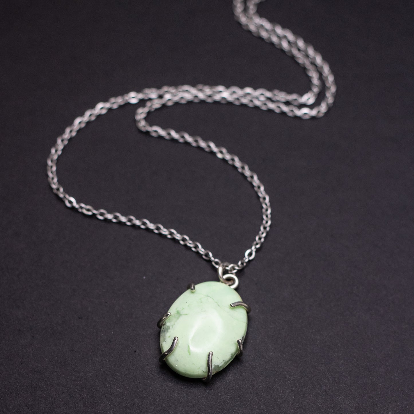 Lemon Chrysocolla Wire-Set Necklace | Handcrafted Sterling Silver Pendant