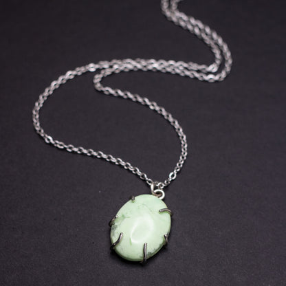 Lemon Chrysocolla Wire-Set Necklace | Handcrafted Sterling Silver Pendant