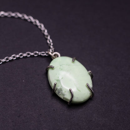 Lemon Chrysocolla Wire-Set Necklace | Handcrafted Sterling Silver Pendant