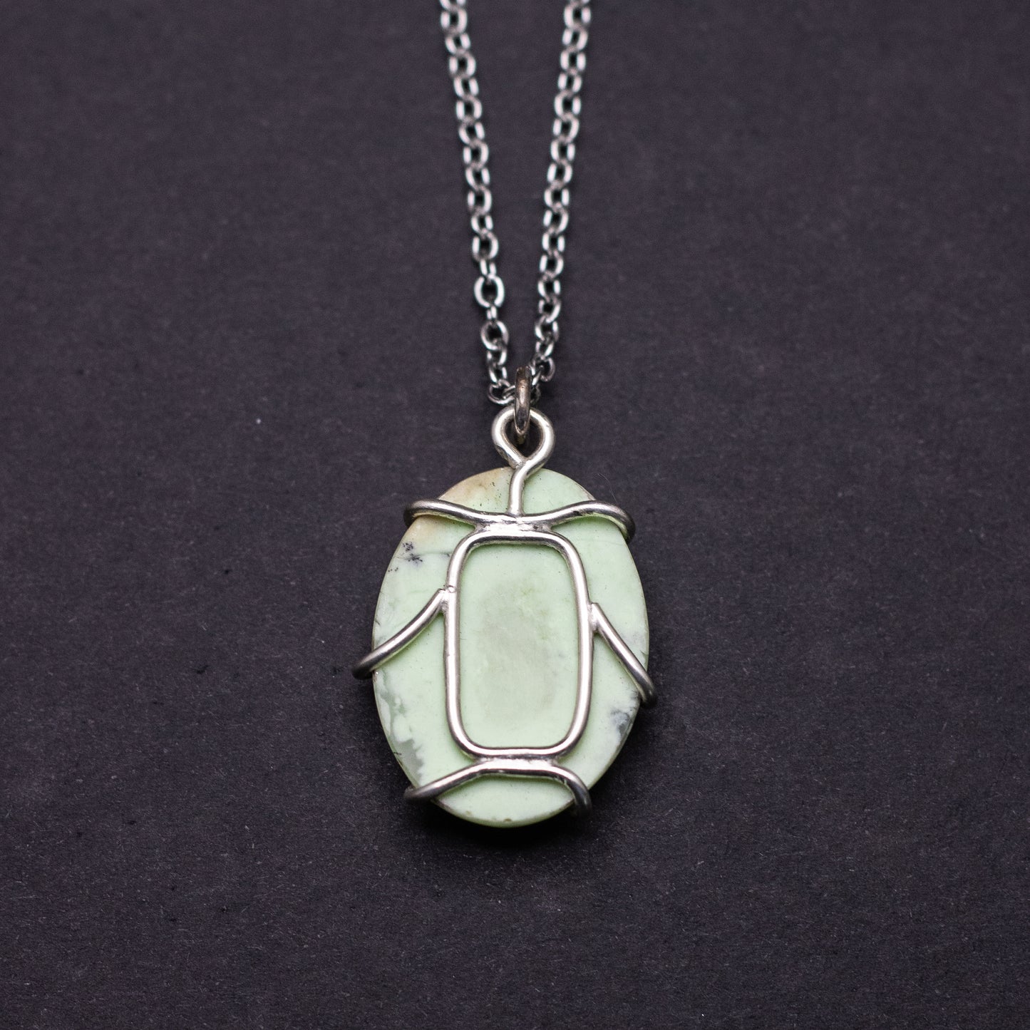Lemon Chrysocolla Wire-Set Necklace | Handcrafted Sterling Silver Pendant