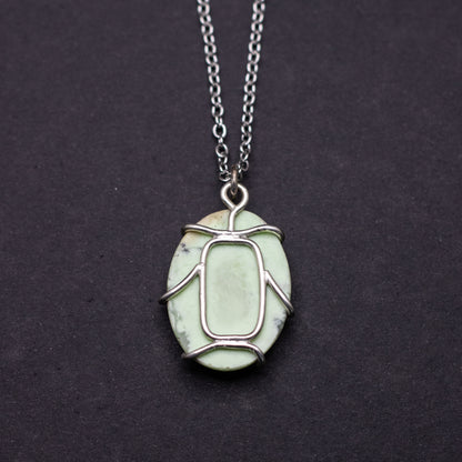 Lemon Chrysocolla Wire-Set Necklace | Handcrafted Sterling Silver Pendant
