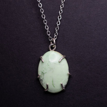 Lemon Chrysocolla Wire-Set Necklace | Handcrafted Sterling Silver Pendant