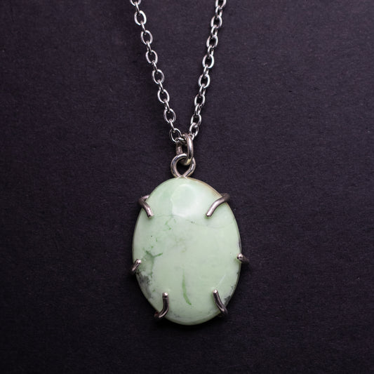 Lemon Chrysocolla Wire-Set Necklace | Handcrafted Sterling Silver Pendant