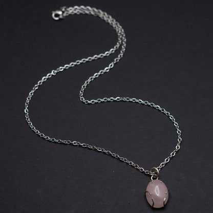 Rose Quartz Wire-Set Necklace - Handcrafted Sterling Silver Pendant