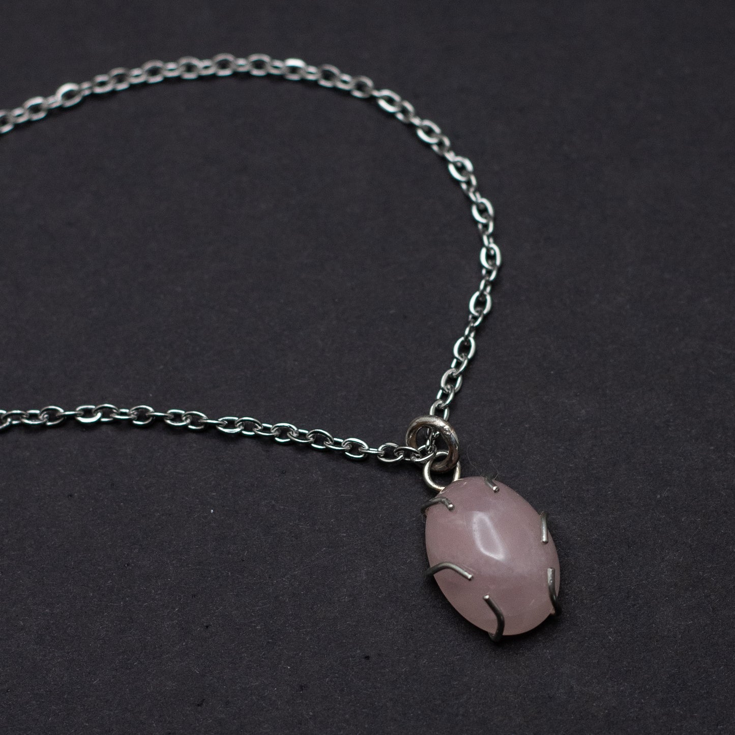 Rose Quartz Wire-Set Necklace - Handcrafted Sterling Silver Pendant