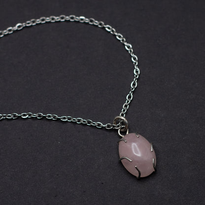 Rose Quartz Wire-Set Necklace - Handcrafted Sterling Silver Pendant