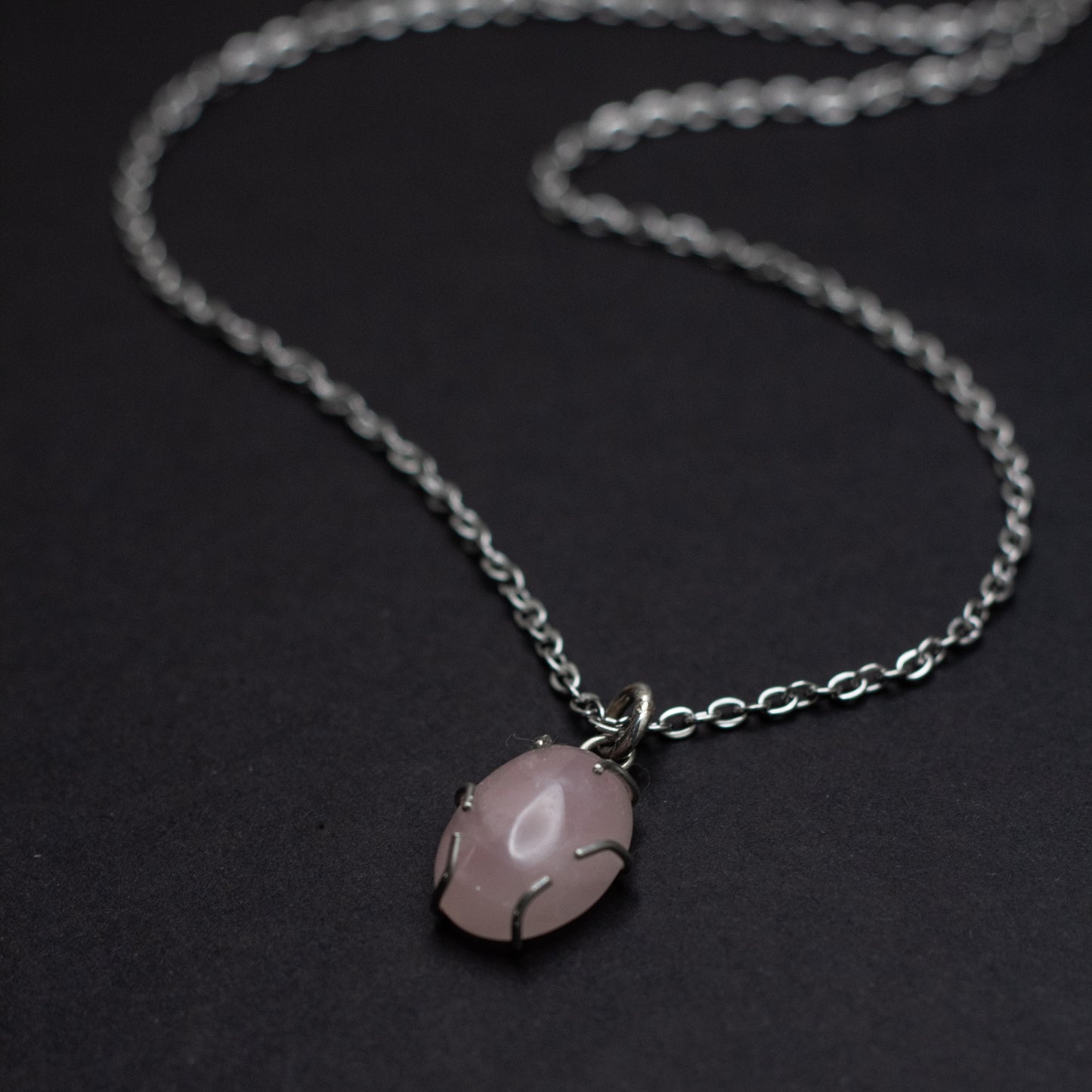 Rose Quartz Wire-Set Necklace - Handcrafted Sterling Silver Pendant