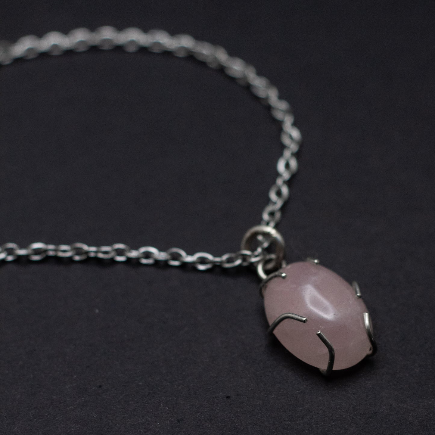 Rose Quartz Wire-Set Necklace - Handcrafted Sterling Silver Pendant