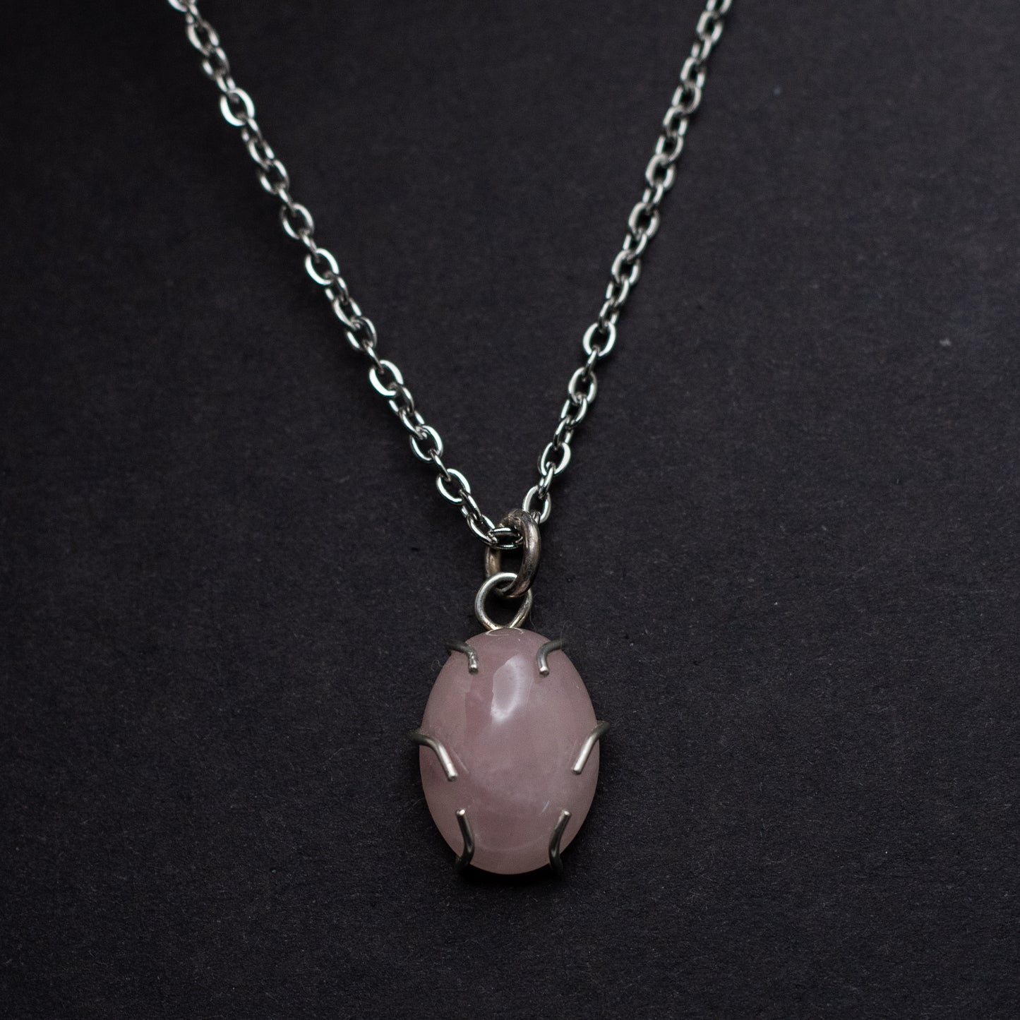 Rose Quartz Wire-Set Necklace - Handcrafted Sterling Silver Pendant