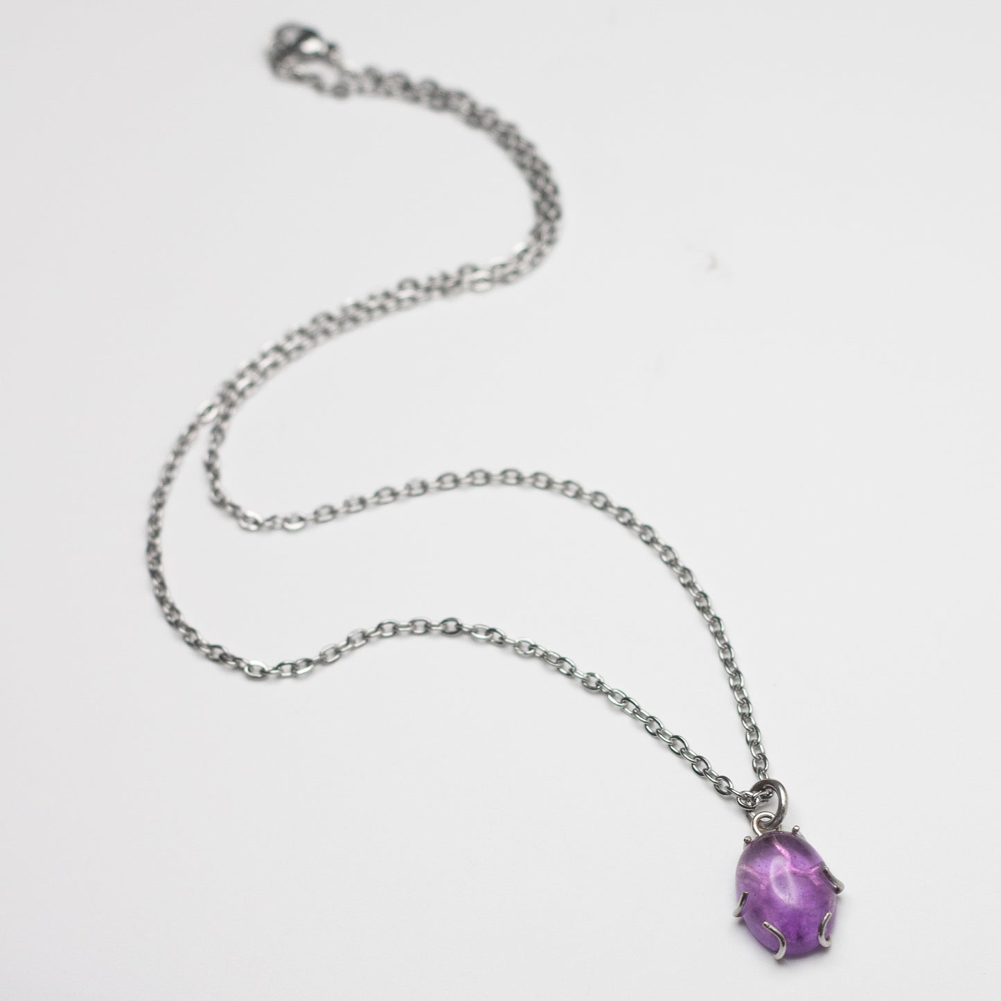 Amethyst Wire-Set Necklace - Handcrafted Sterling Silver Pendant