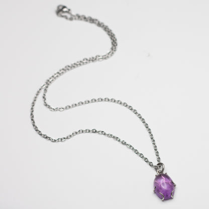 Amethyst Wire-Set Necklace - Handcrafted Sterling Silver Pendant