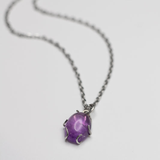 Amethyst Wire-Set Necklace - Handcrafted Sterling Silver Pendant