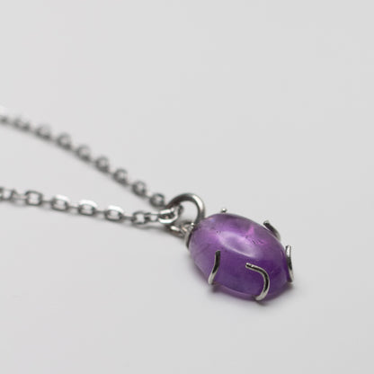 Amethyst Wire-Set Necklace - Handcrafted Sterling Silver Pendant