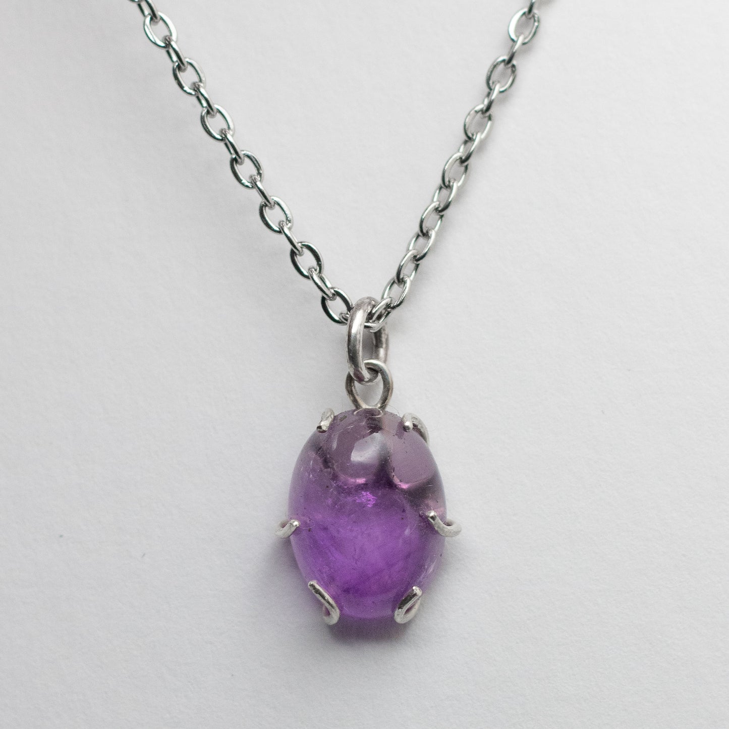 Amethyst Wire-Set Necklace - Handcrafted Sterling Silver Pendant