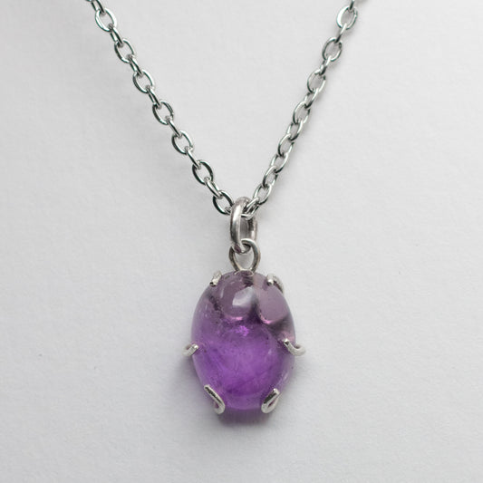 Amethyst Wire-Set Necklace - Handcrafted Sterling Silver Pendant