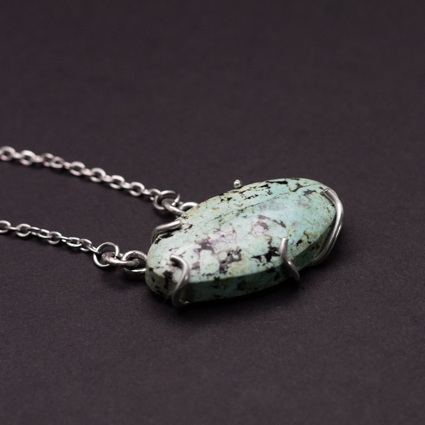 Turquoise Wire-Set Necklace (Turquoise 1) | Handcrafted Sterling Silver Pendant