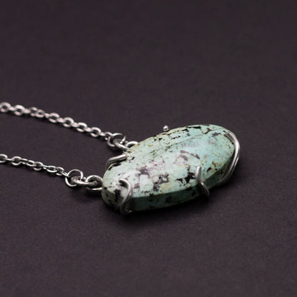 Turquoise Wire-Set Necklace (Turquoise 1) | Handcrafted Sterling Silver Pendant