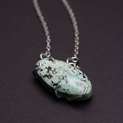 Turquoise Wire-Set Necklace (Turquoise 1) | Handcrafted Sterling Silver Pendant