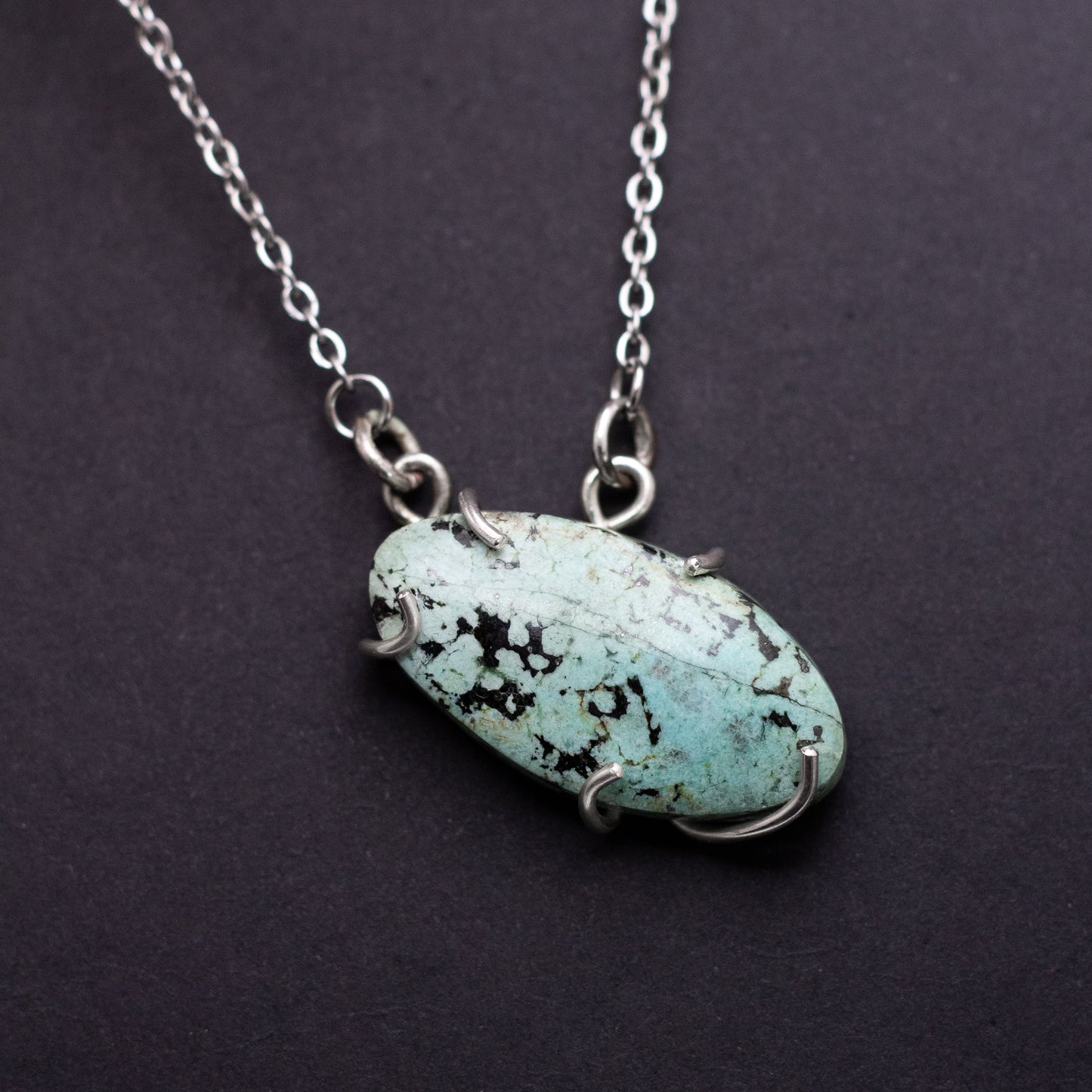 Turquoise Wire-Set Necklace (Turquoise 1) | Handcrafted Sterling Silver Pendant