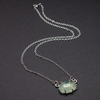 Prehnite Wire-Set Necklace - Handcrafted Sterling Silver Pendant