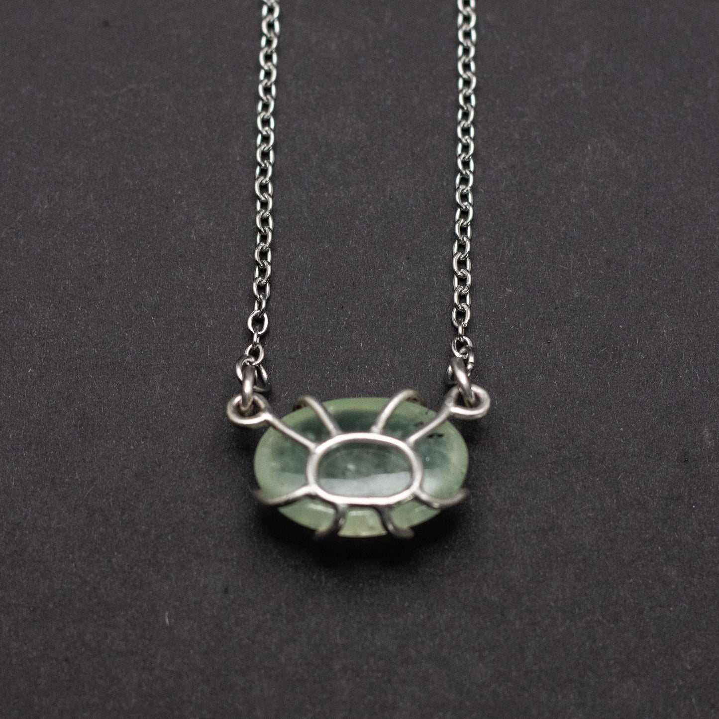 Prehnite Wire-Set Necklace - Handcrafted Sterling Silver Pendant