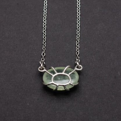 Prehnite Wire-Set Necklace - Handcrafted Sterling Silver Pendant
