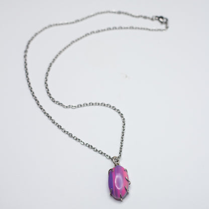 Aurora Borealis Opal Wire-Set Necklace - Handcrafted Sterling Silver Pendant