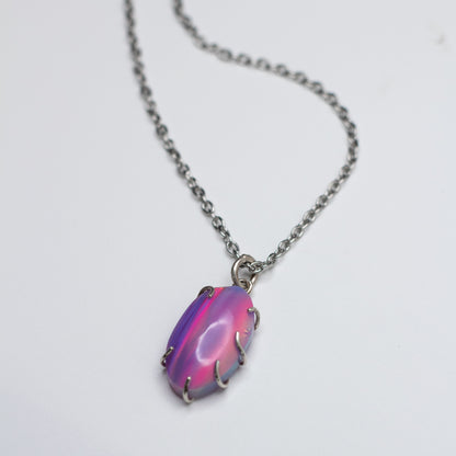 Aurora Borealis Opal Wire-Set Necklace - Handcrafted Sterling Silver Pendant