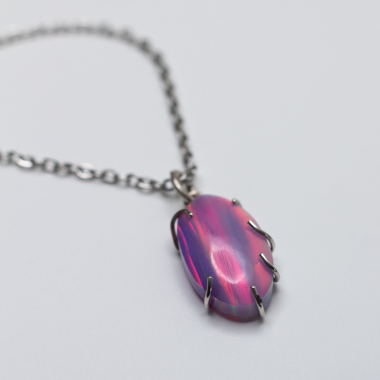 Aurora Borealis Opal Wire-Set Necklace - Handcrafted Sterling Silver Pendant