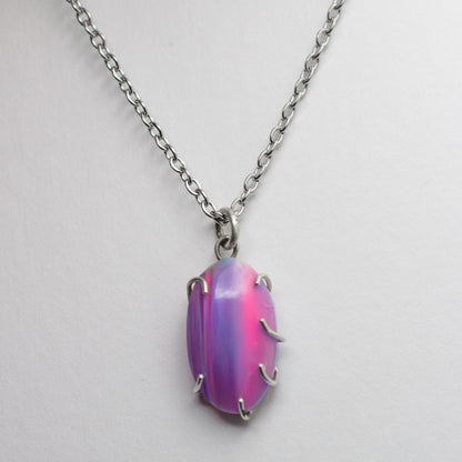 Aurora Borealis Opal Wire-Set Necklace - Handcrafted Sterling Silver Pendant