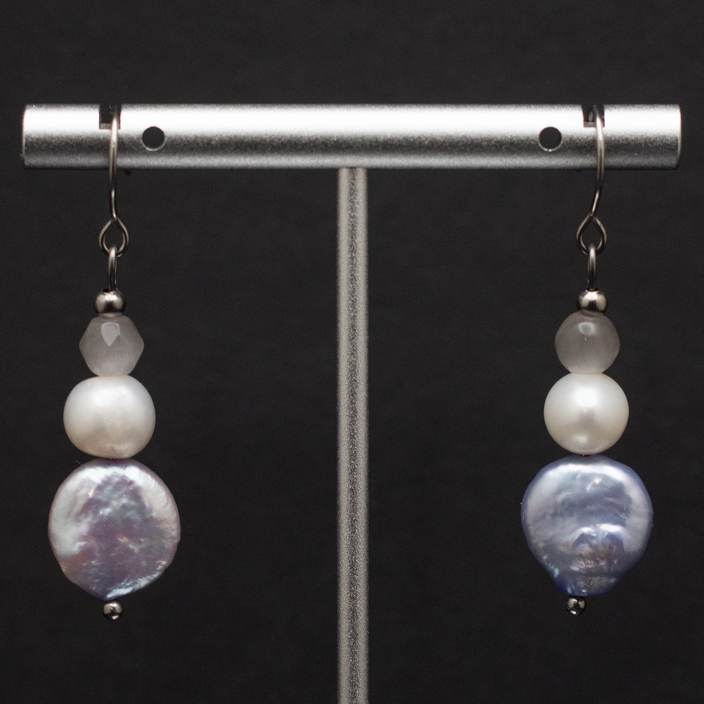 Lavender Freshwater Pearl Coin Earrings