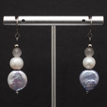 Lavender Freshwater Pearl Coin Earrings