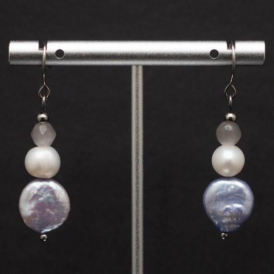 Lavender Freshwater Pearl Coin Earrings