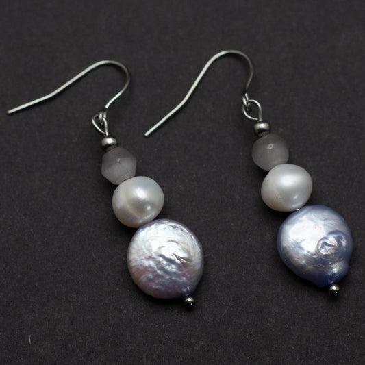 Lavender Freshwater Pearl Coin Earrings