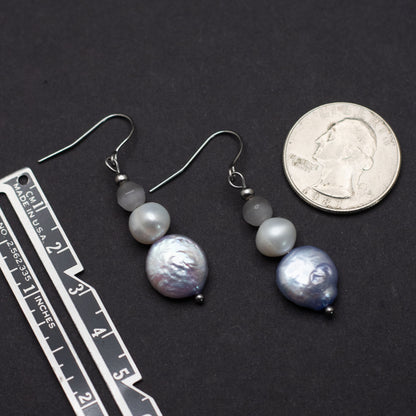 Lavender Freshwater Pearl Coin Earrings