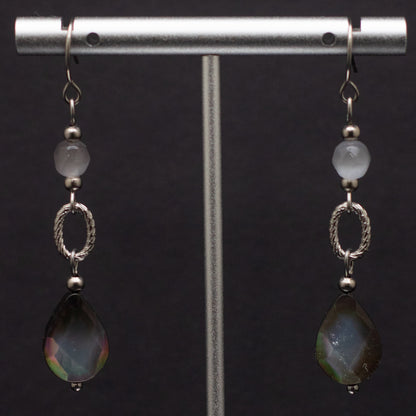 Black Mother of Pearl Faceted Teardrop Earrings