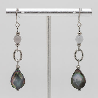 Black Mother of Pearl Faceted Teardrop Earrings