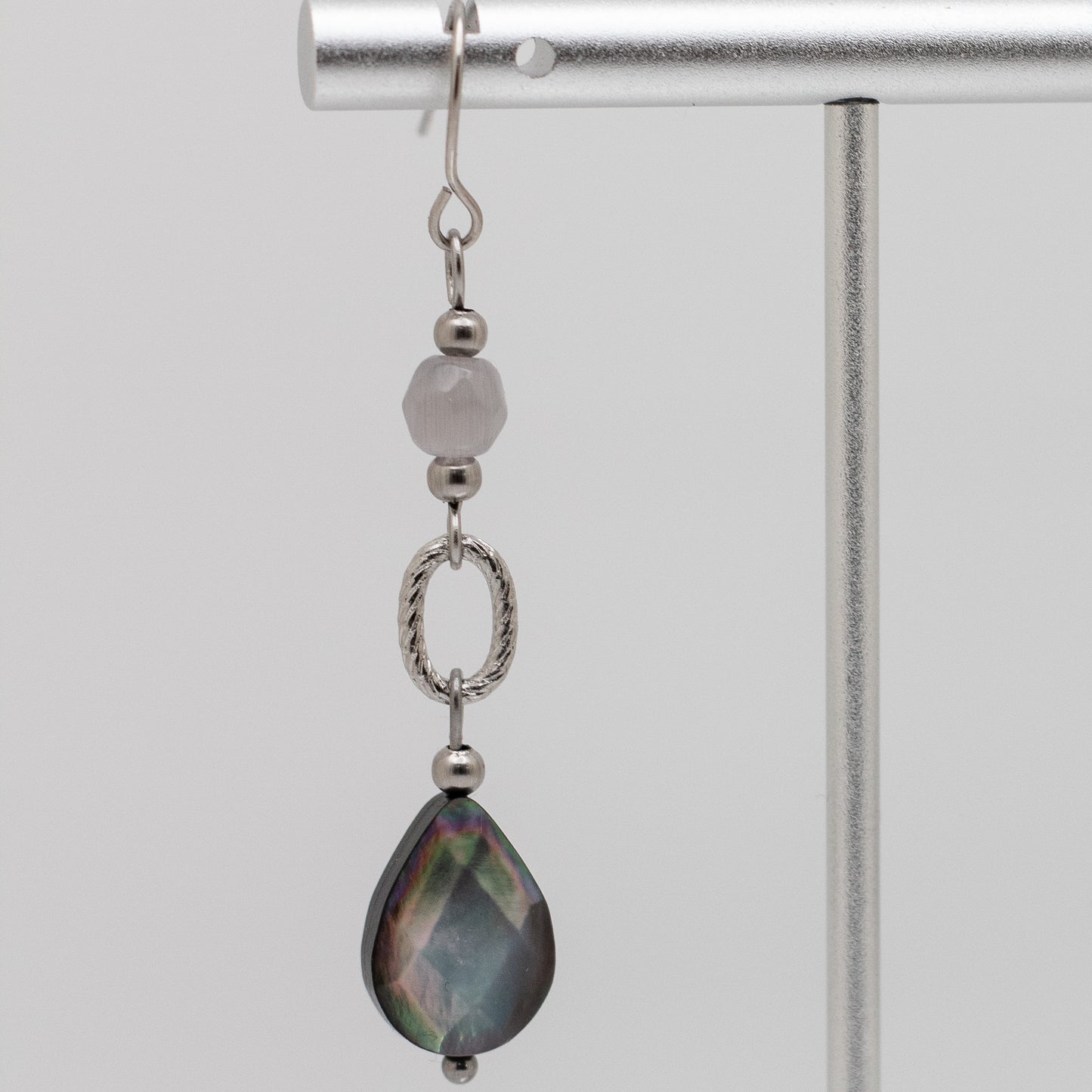 Black Mother of Pearl Faceted Teardrop Earrings