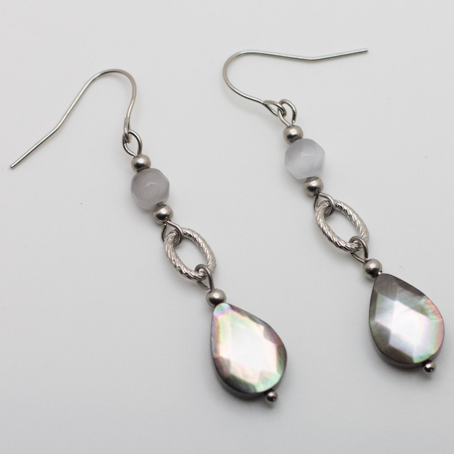 Black Mother of Pearl Faceted Teardrop Earrings