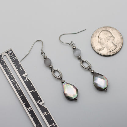 Black Mother of Pearl Faceted Teardrop Earrings
