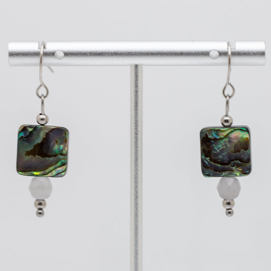 Abalone & Grey Cat’s Eye Earrings