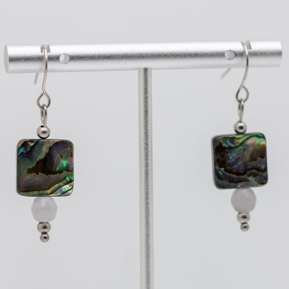 Abalone & Grey Cat’s Eye Earrings