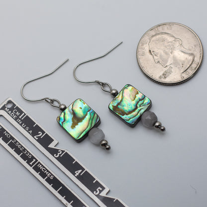 Abalone & Grey Cat’s Eye Earrings